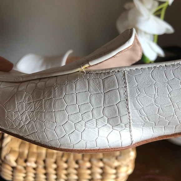 kate spade White Croc-Embossed Slingback Mules - Picture 5 of 8